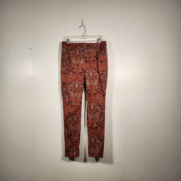 CHICOS The Platinum Jegging Womens 1 | US M | Orange Black Paisley Boho Western - Picture 1 of 12
